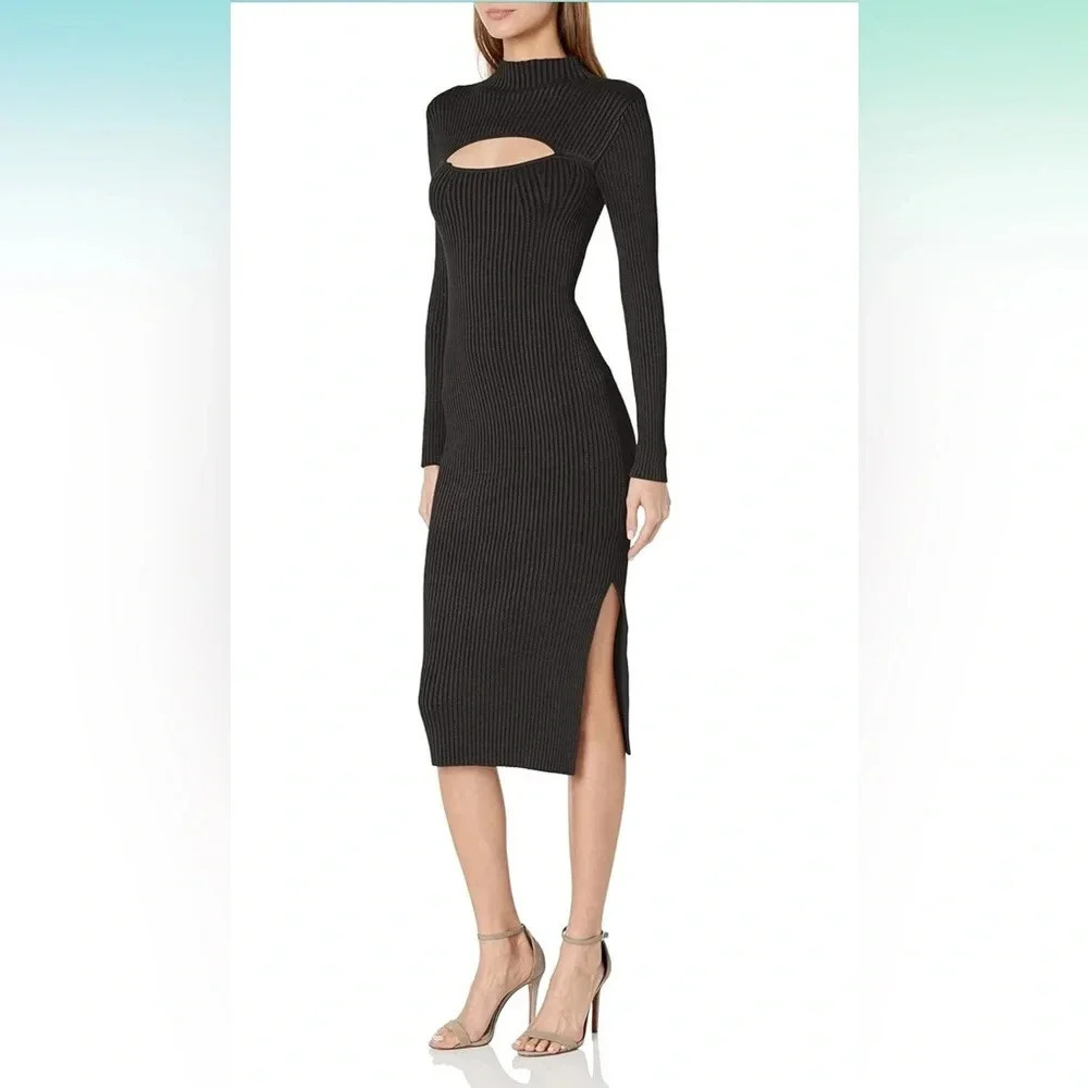 NWT!! French Connection - Women's Mathilda Knit Cut Out Dress - Black - Size M